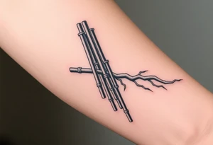 vertical System of thin pipes that transitions gradually from the end into thick, widespread veins of forearm tattoo idea