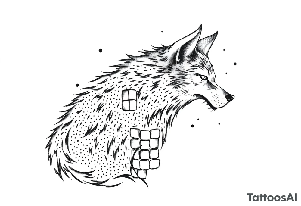 Big bad wolf huffing puffing and blowing a brick house down tattoo idea