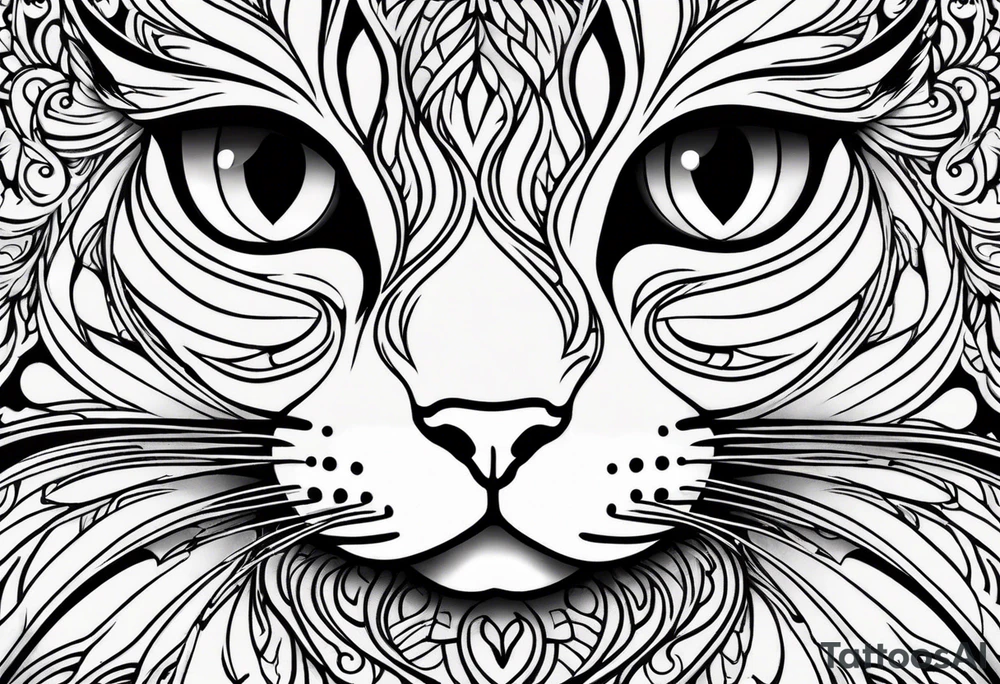 Cat eye in the middle of swirls tattoo idea