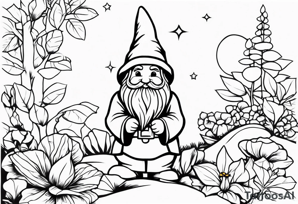 Charming Garden Gnome tattoo idea