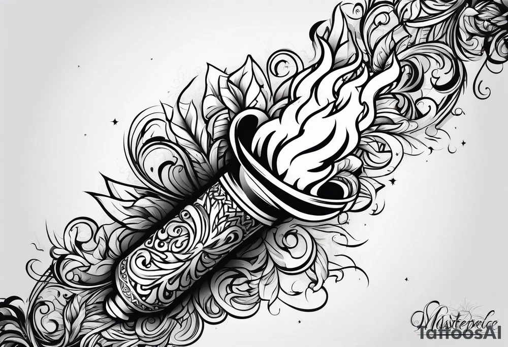 Torch and flames tattoo idea