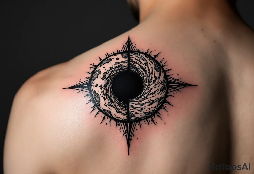 2 different worlds on both sides of a black hole tattoo idea
