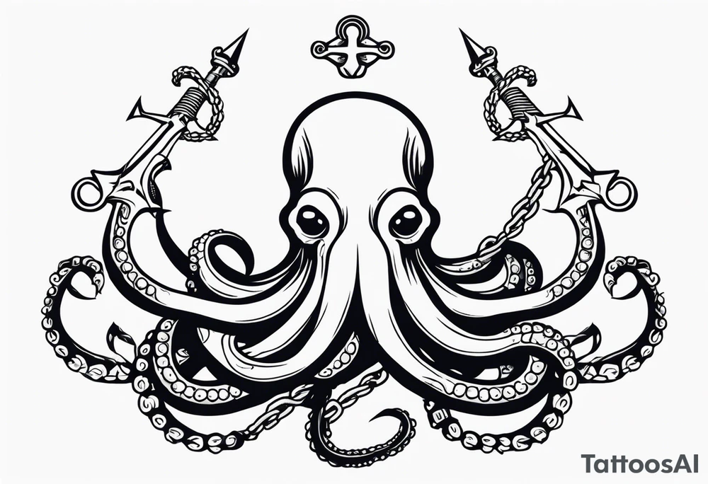 Octopus holding anchor tattoo idea
