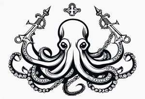 Octopus holding anchor tattoo idea