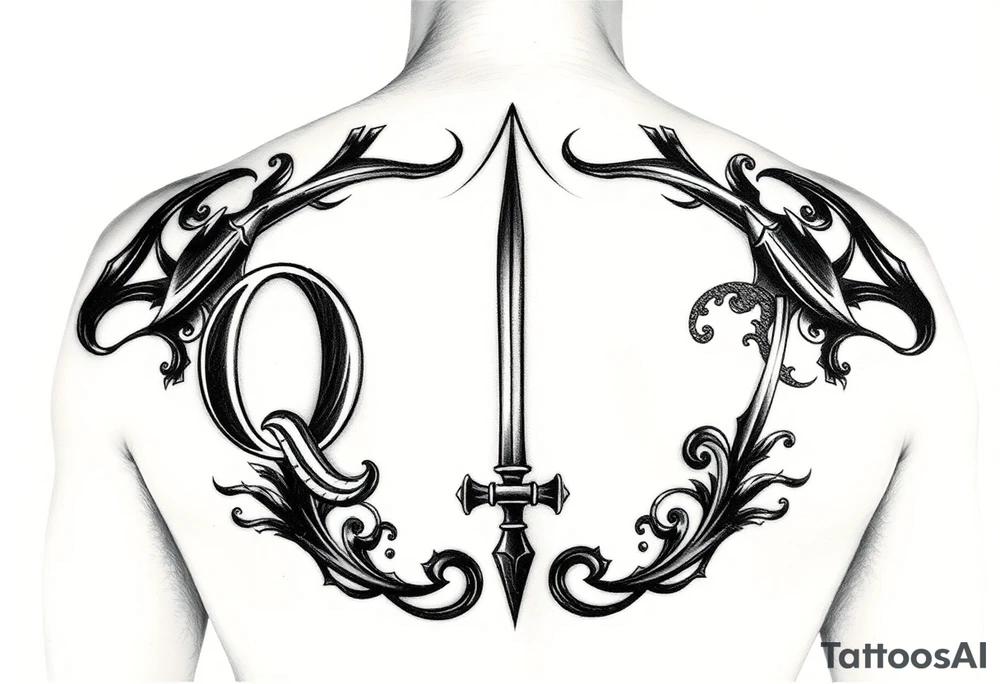 a Q and a spade tattoo idea