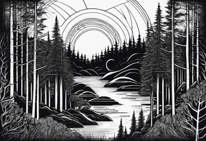 Tool band, night, forest, for arm tattoo idea