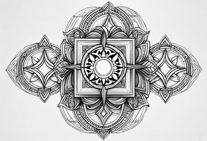 Utilize sacred geometry patterns to form the outline of a cross. This can add depth and a modern twist to a traditional religious symbol. tattoo idea