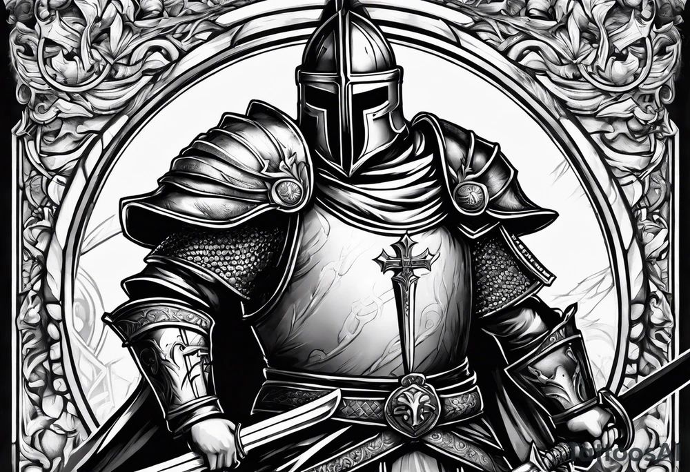 Crusader warriors with sword tattoo idea