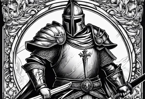 Crusader warriors with sword tattoo idea