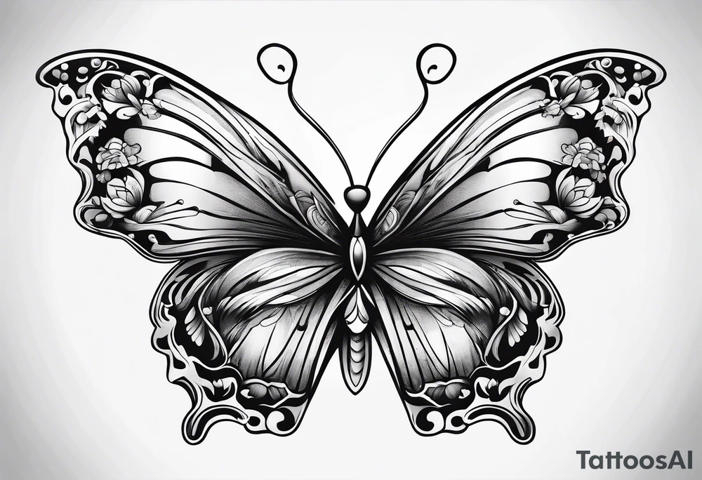 3 fine line butterflies tattoo idea