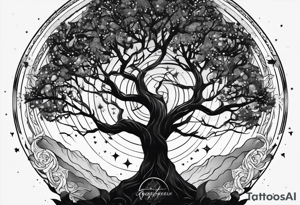 yggdrasil made of stars tattoo idea