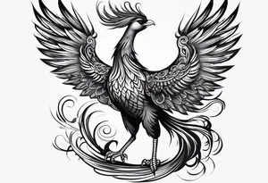 asian phoenix with a long neck, graceful and elegant tattoo idea