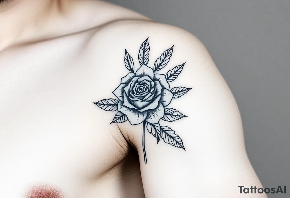 orthodox crown rose palm tattoo idea