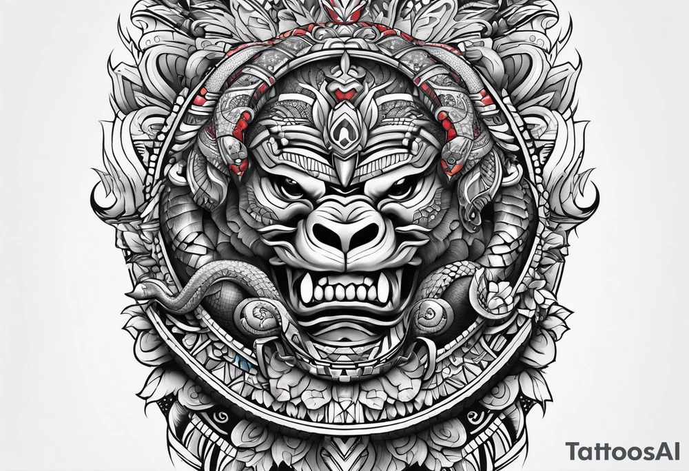 aztec snake sleeve tattoo idea