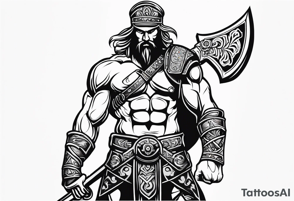 Valhalla  warrior soldier  Sword axe tattoo idea