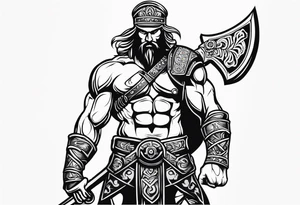 Valhalla  warrior soldier  Sword axe tattoo idea