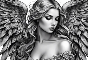 Sad angel tattoo idea