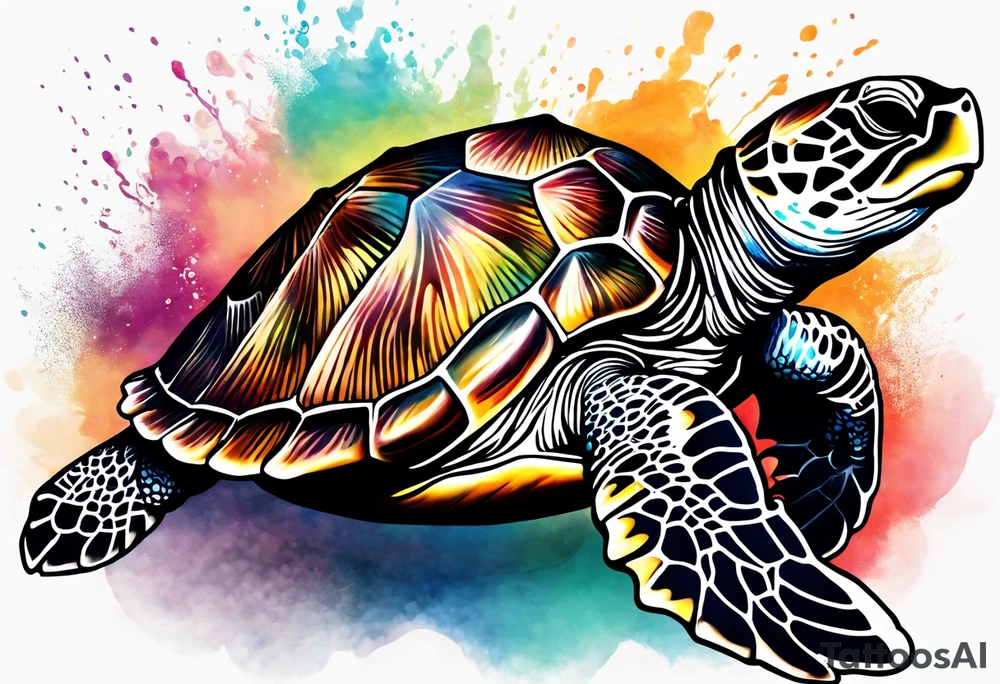 beachy seashell sea turtle tattoo idea