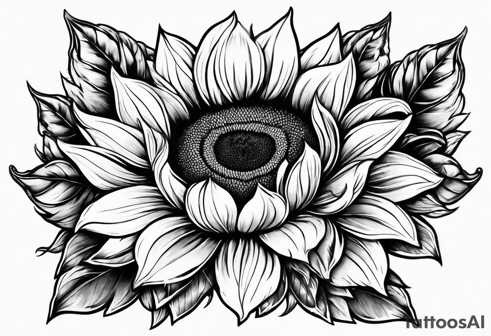 Sunflower viking sleeve tattoo idea