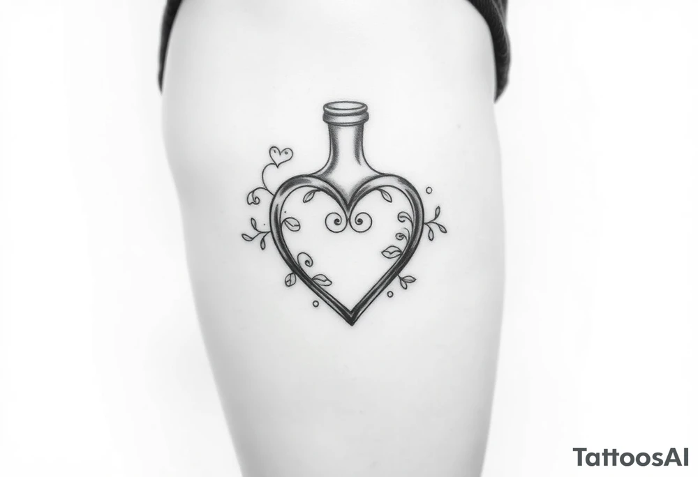 Heart shape bottle tattoo idea