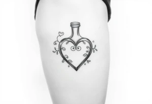 Heart shape bottle tattoo idea