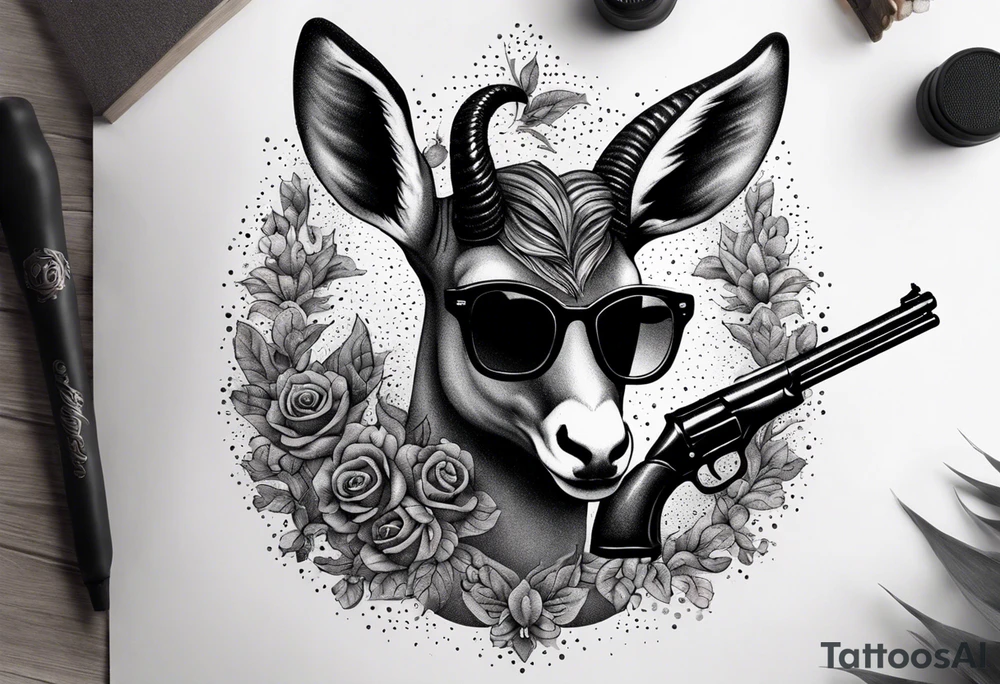 capricorn with sunglasses and shotgun tattoo idea