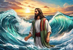 Jesus calming the sea tattoo idea