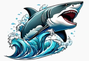 Shark on water spashing frame tattoo idea