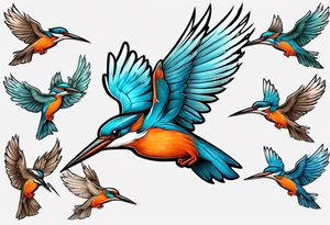 Kingfisher taking flight tattoo idea