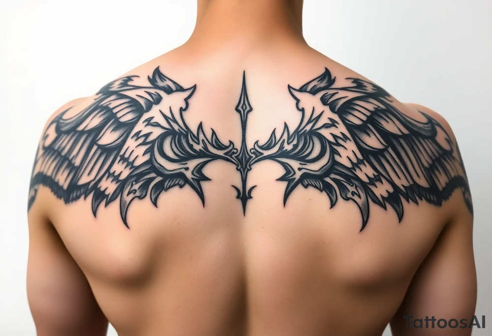 một khuông mặt được vẽ bởi những mũi tên lớn và nhỏ đang xen vào nhau tattoo idea