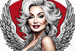 Dolly Parton with angel wings tattoo idea