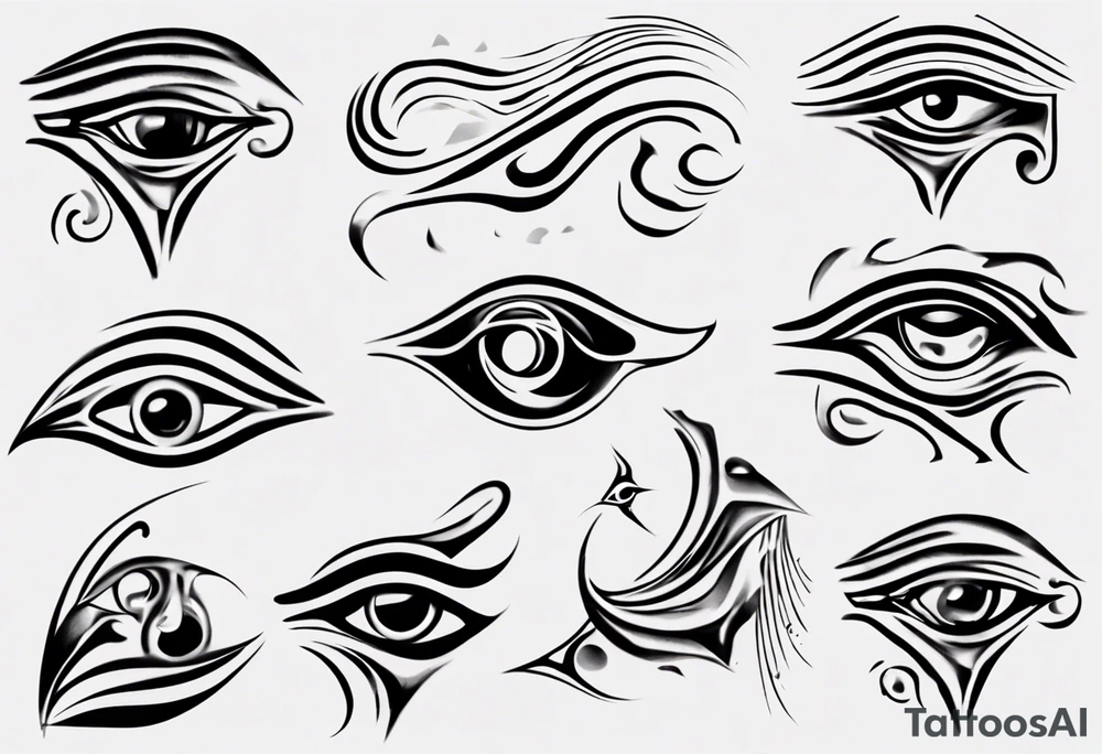 Abstract eye of horus melting tattoo idea