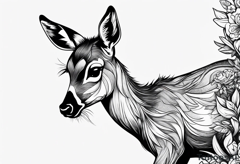 dark themed crying bambi fawn tattoo idea