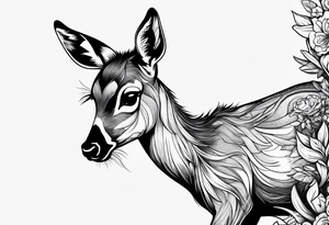 dark themed crying bambi fawn tattoo idea