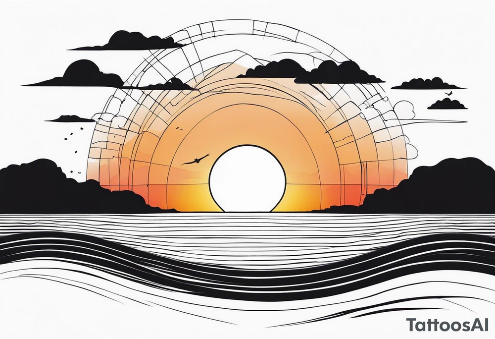 6.	Sunset Over an Ocean Horizon tattoo idea