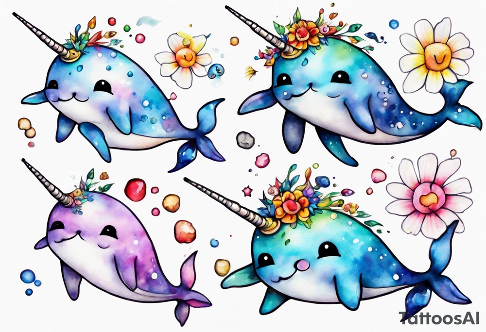 a sad narwhal tattoo idea