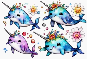 a sad narwhal tattoo idea