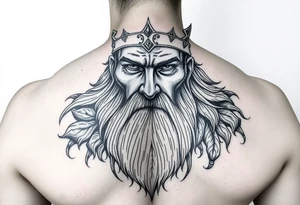 A powerful king showing his age from the long journey. Strong, courageous and compassionate. tattoo idea