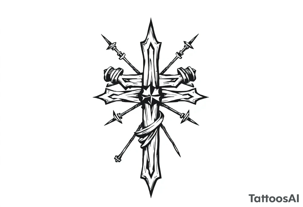Cross wrapped in barb wire tattoo idea