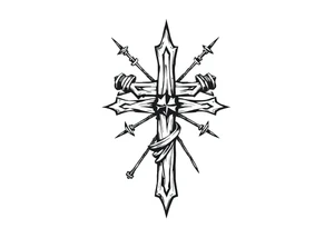 Cross wrapped in barb wire tattoo idea