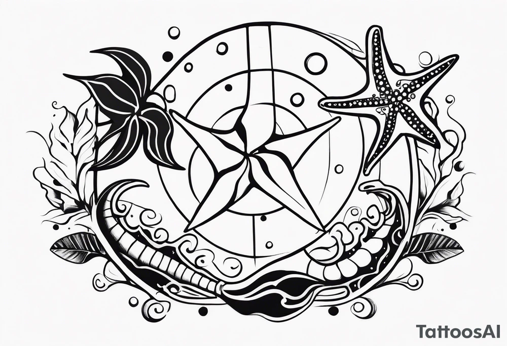Star fish and sea horse tattoo idea