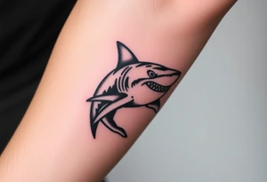 Masculine strong shark flowing forward in water tattoo idea