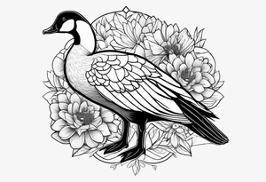 angry canadian goose with flowers side tattoo idea