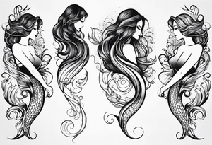 wavy mermaid tail only tattoo idea