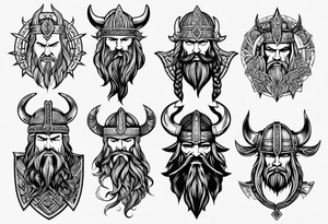 Viking silhouette with 6 blades tattoo idea