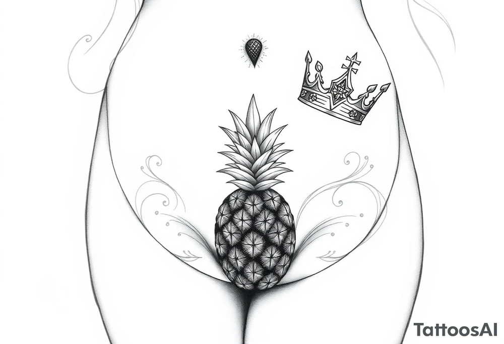 Pubic area vagina and anus using a pineapple with diamonds, magestic, crown, tattoo idea Pubic area vagina and anus using a pineapple with diamonds, magestic, crown, tattoo idea