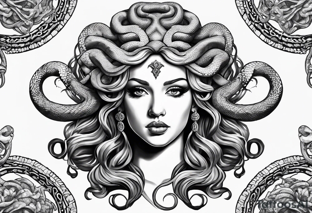 Medusa gorgon, snakes instead of hair, like stone tattoo idea