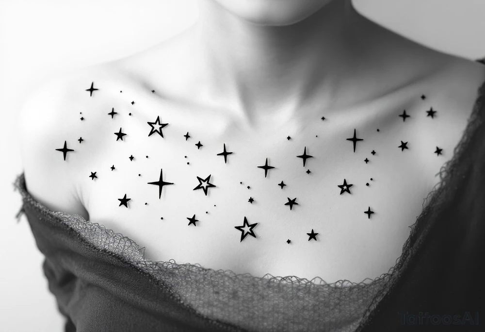 Small stars background tattoo idea