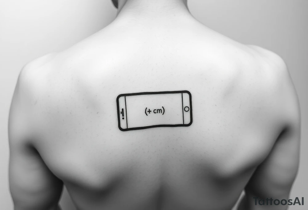 "Recursive iPhone tattoo: screen shows another screen with [•] at the end. Black ink, optical illusion style, 6cm width." tattoo idea