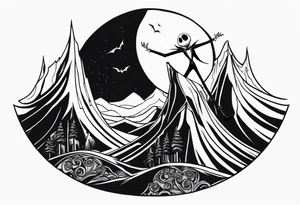 jack skellington on the curved montain tattoo idea